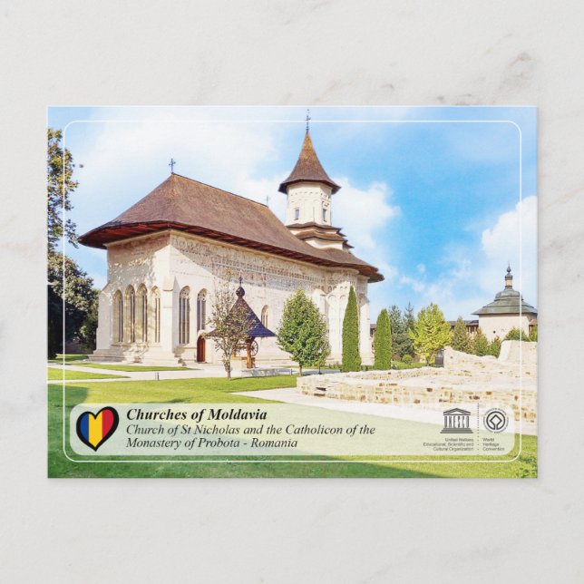 Carte Postale UNESCO WHS - Eglises de Moldavie - Probota (Devant)