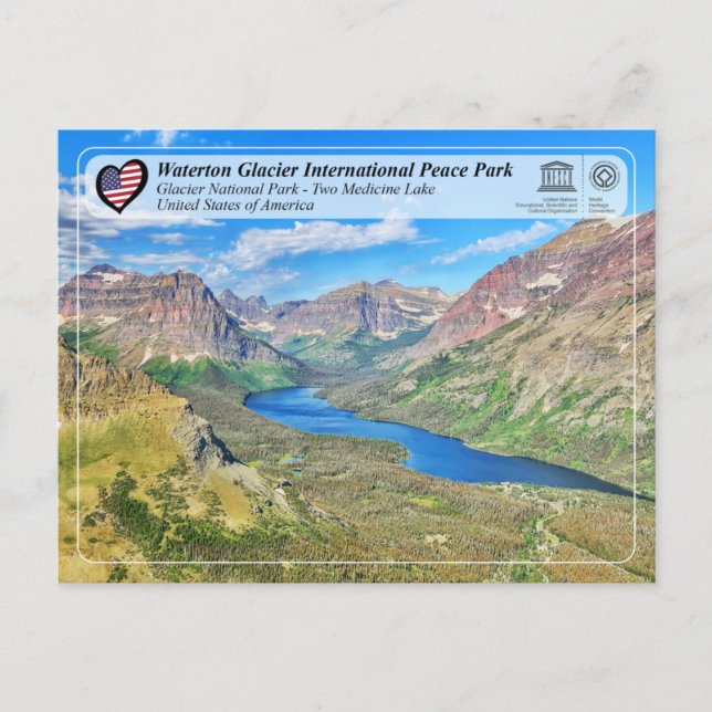 Carte Postale UNESCO WHS - Glacier NP - Lac Two Medicine Postc (Devant)