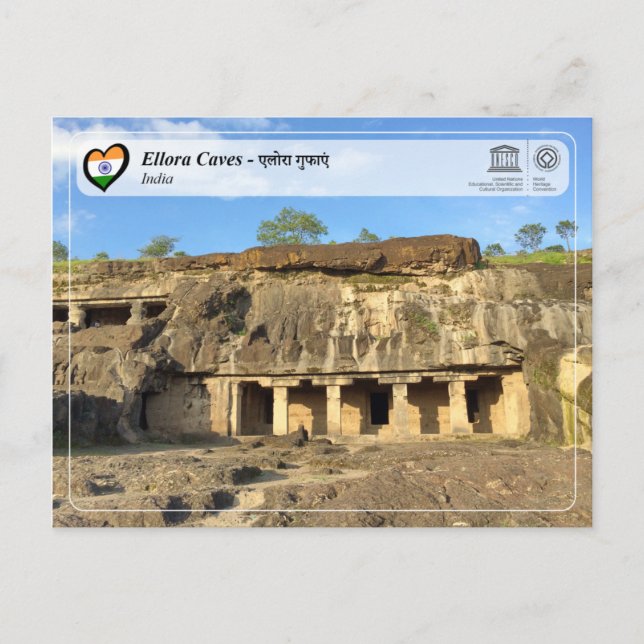 Carte Postale UNESCO WHS - Grottes d'Ellora (Devant)
