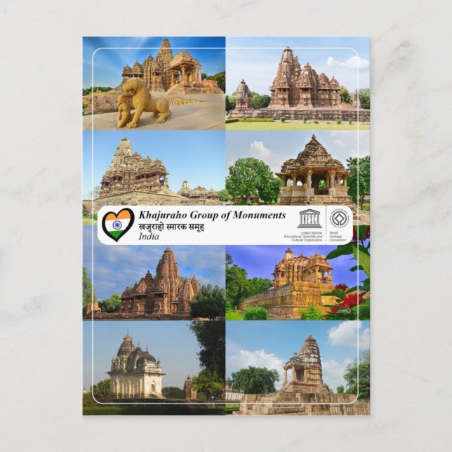 Carte Postale UNESCO WHS - Groupe de monuments de Khajuraho (Devant)