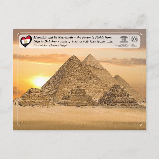 Carte Postale UNESCO WHS - Les Pyramides de Gizeh (Devant)