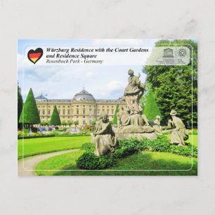 Carte Postale UNESCO WHS - Résidence Würzburg et parc Rosenbach