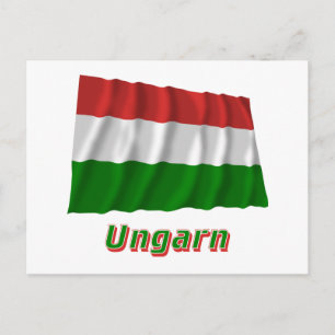 Carte Postale Ungarn Fliegende Flagge mit Namen