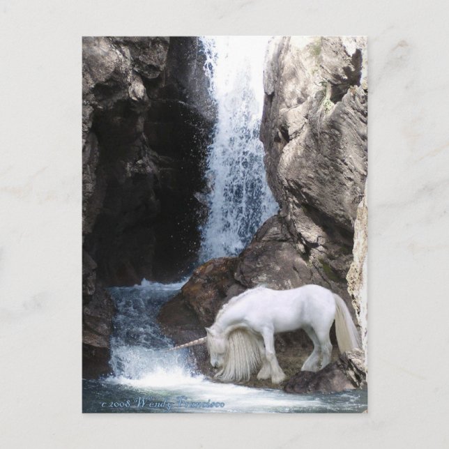 Carte Postale Unicorn and Waterfall (Devant)