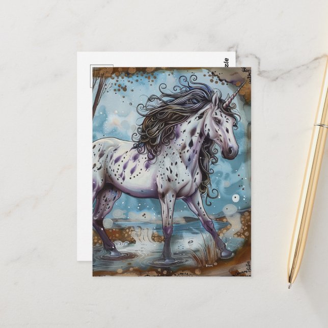 Carte Postale Unicorn Appaloosa (Devant/Arrière en situation)