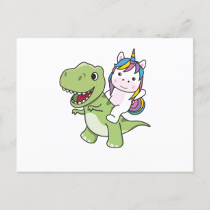 Carte Postale Unicorn Circule Sur Trex Cute Dinosaur Avec Unicor