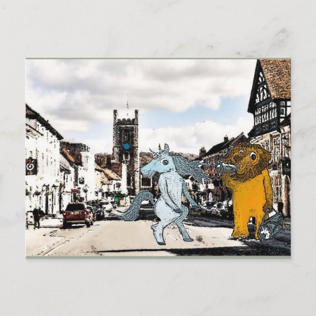 Carte postale Unicorn et Lion (Devant)