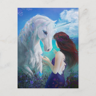 Carte Postale Unicorn Fairy Tale Imaginaire Art