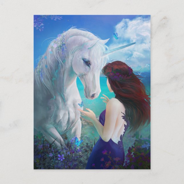 Carte Postale Unicorn Fairy Tale Imaginaire Art (Devant)