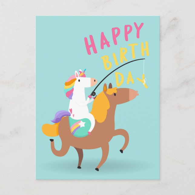 Carte Postale Unicorn Joyeux anniversaire (Devant)