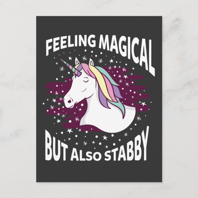 Carte Postale Unicorn Magique Stabby Sentiment Sarcastique Cheva (Devant)