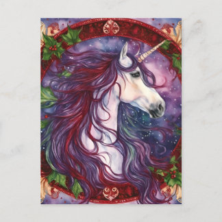 Carte Postale Unicorn Purple Mane Noël
