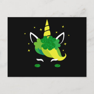 Carte Postale Unicorn St. Patricks Day fille enfants mignons