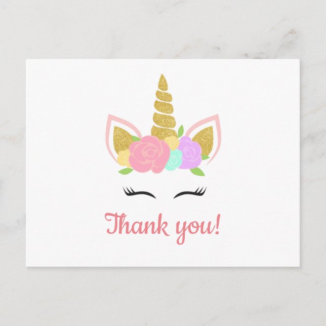 Carte Postale Unicorn Thank You Postcard (Devant)