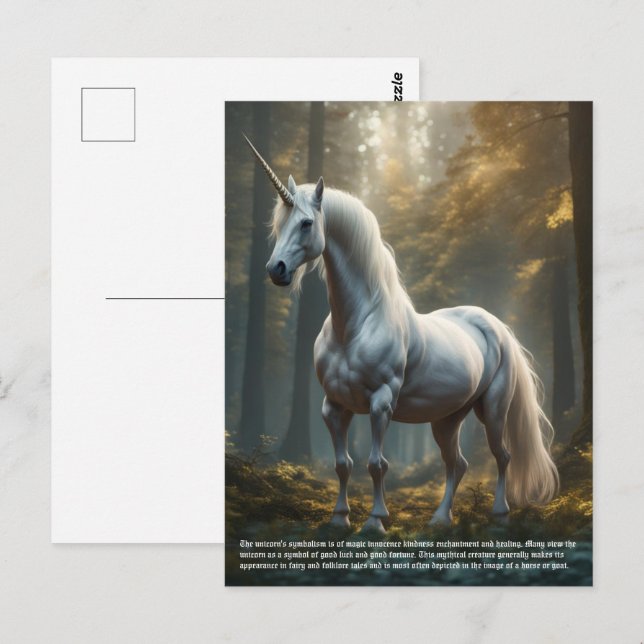 Carte Postale Unicorne (Devant / Derrière)