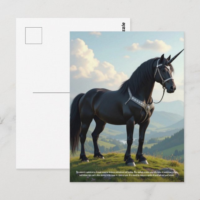 Carte Postale Unicorne (Devant / Derrière)