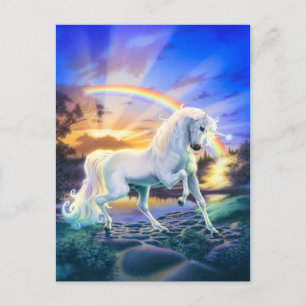 Carte Postale Unicorne arc-en-ciel