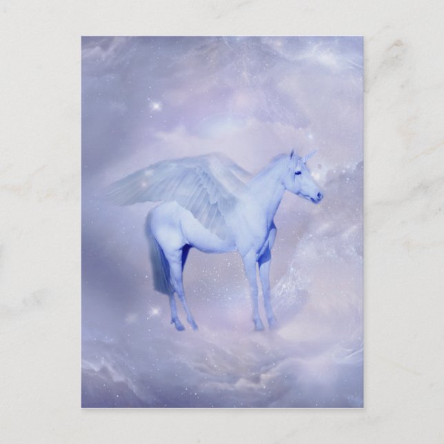 Carte Postale Unicorne avec ailes imaginaire (Devant)