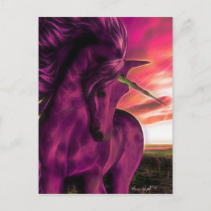 Carte Postale Unicorne balayée par le vent en Amethyst