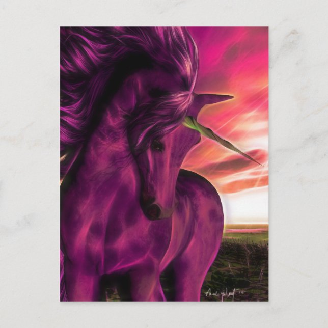 Carte Postale Unicorne balayée par le vent en Amethyst (Devant)