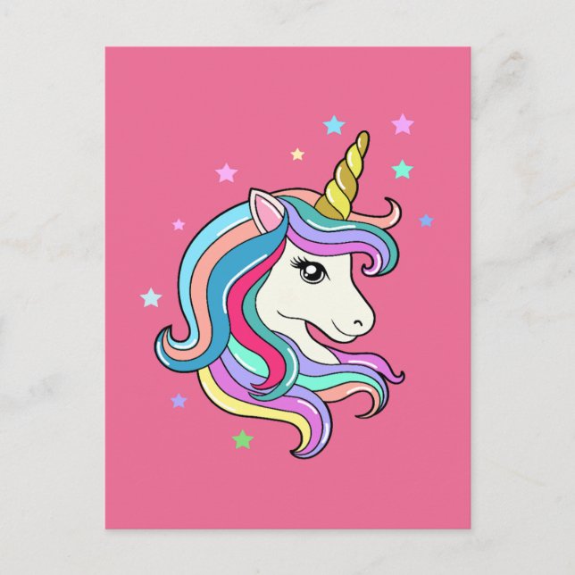 Carte Postale Unicorne colorée (Devant)
