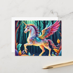 Carte Postale Unicorne colorée Pegasus