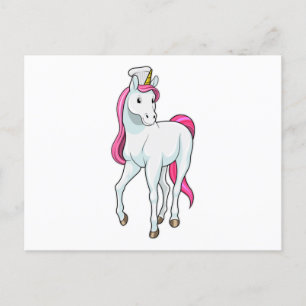 Carte Postale Unicorne comme Cuisinière avec casquette chef