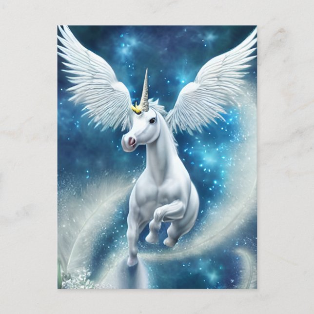 Carte Postale Unicorne dans l'air (Devant)