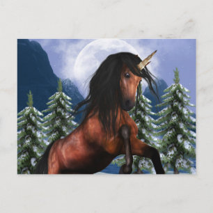 Carte postale Unicorne de châtaigne