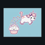 Carte Postale Unicorne drôle Pooping<br><div class="desc">Super mignonne licorne de bébé avec des gouttelettes d'arc-en-ciel sur un cupcake rose heureux.</div>
