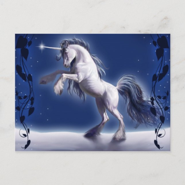 Carte postale Unicorne En Imaginaire Neige (Devant)