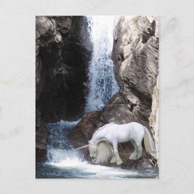 Carte Postale Unicorne et cascade (Devant)