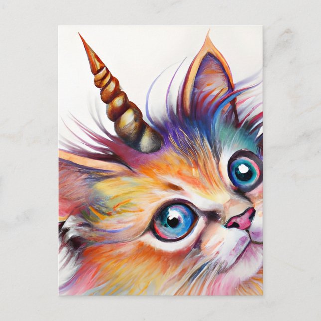 Carte Postale Unicorne Fluffy Kitten (Devant)