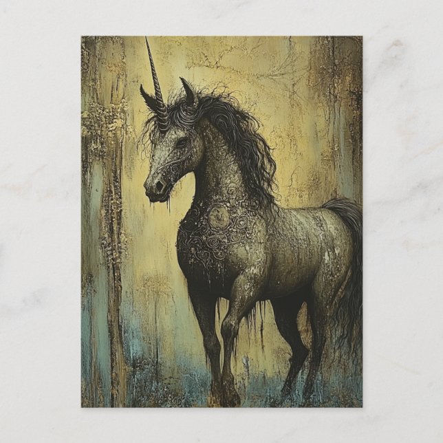 Carte Postale Unicorne Grunge foncé (Devant)