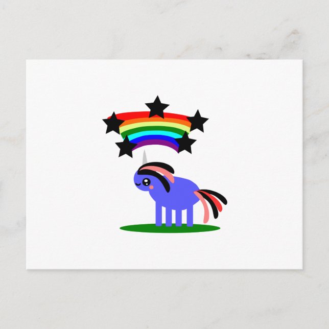Carte Postale Unicorne lunaire et arc-en-ciel hippy (Devant)