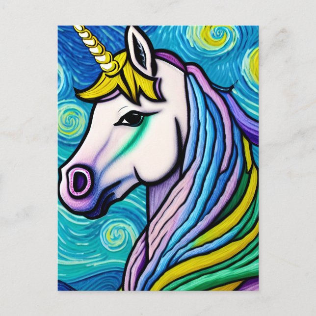 Carte Postale Unicorne magique (Devant)