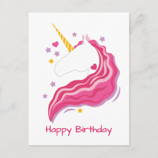 Carte Postale Unicorne magique rose personnalisée