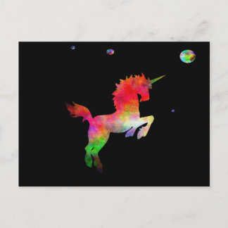 Carte Postale Unicorne multi-hued Deep Space
