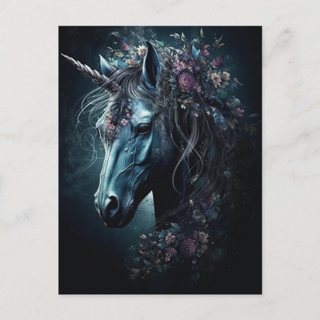 Carte Postale Unicorne noire (Devant)