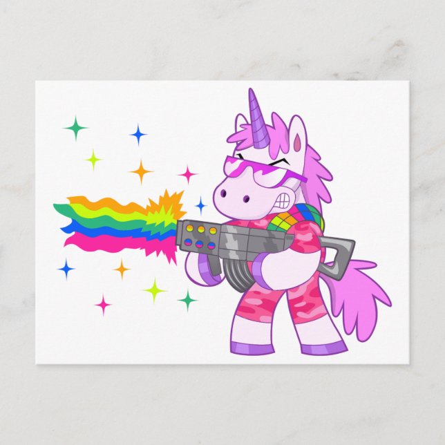 Carte Postale Unicorne pourpre - Arme (Devant)
