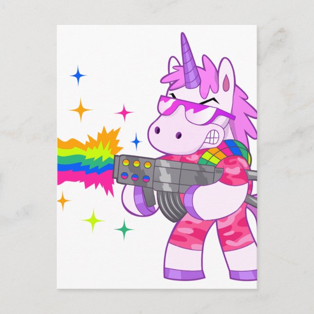 Carte Postale Unicorne pourpre - Arme (Devant)
