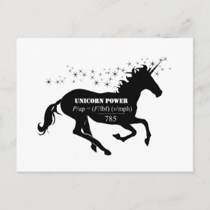 Carte Postale Unicorne Power Fake Math Formula drôle
