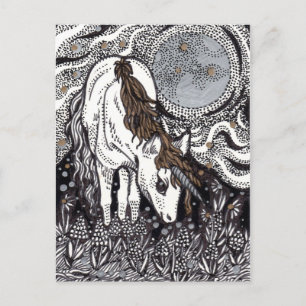 Carte Postale Unicorne sous la lune