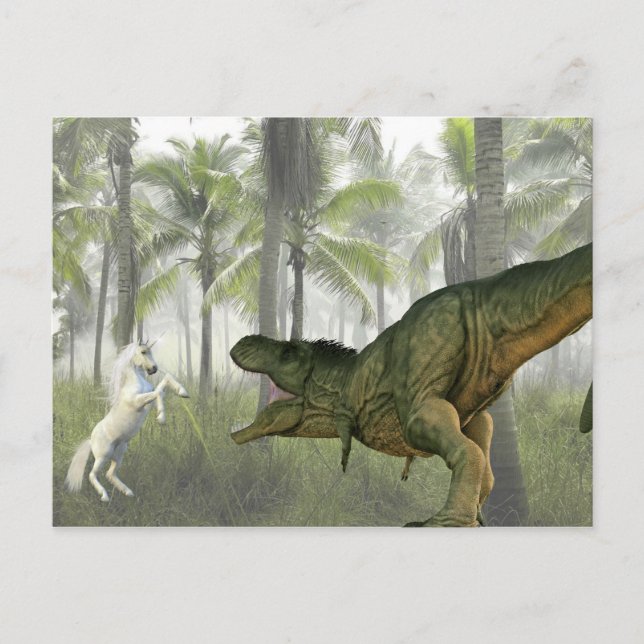 Carte Postale Unicorne Tyrannosaurus Dinosaur (Devant)