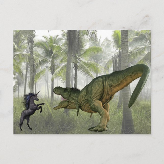 Carte Postale Unicorne Tyrannosaurus Dinosaur (Devant)