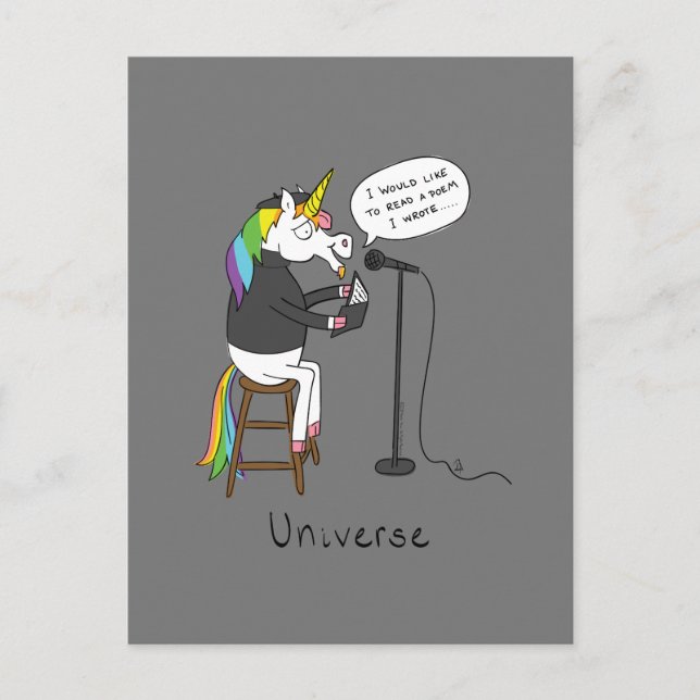 Carte Postale Unicorne Universe Lire Poésie Funny Postcard (Devant)