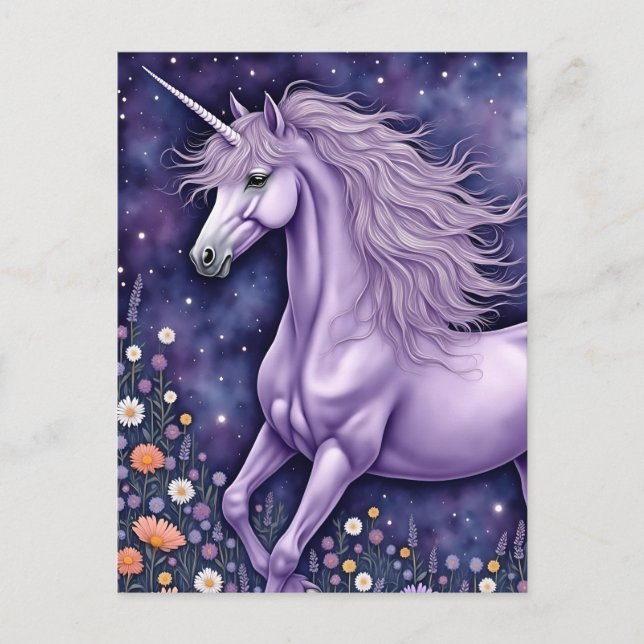 Carte Postale Unicorne violette (Devant)