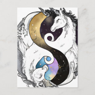 Carte Postale Unicornes de Yin Yang