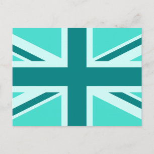 Carte Postale Union Jack 2 turquoise et sarcelle