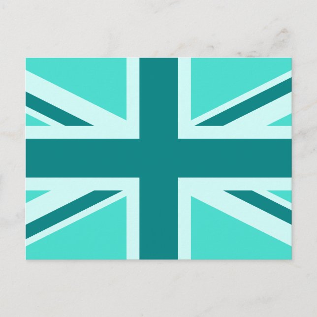 Carte Postale Union Jack 2 turquoise et sarcelle (Devant)